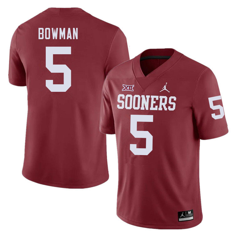 Oklahoma Sooners #5 Billy Bowman College Football Jerseys Sale-Crimson